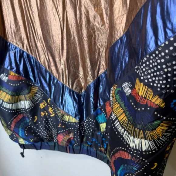 Farm Rio NWT Borogodo Reversible Metallic Quilted Patchwork Puffer Coat Jacket - Picture 14 of 17